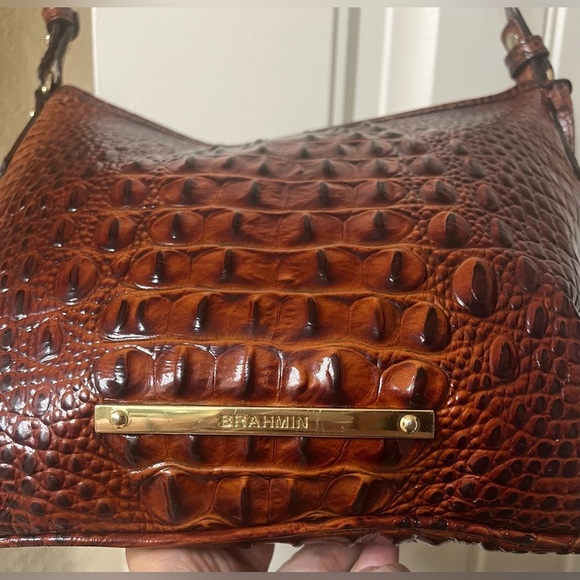 Brahmin Jody Leather Crossbody Crocodile Embossed Pecan Melbourne - Picture 9 of 16